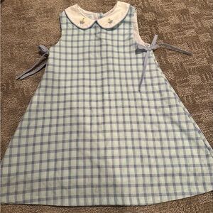 The Oaks - Charming Checkered Kids Dress with Peter Pan Collar - Sailboats